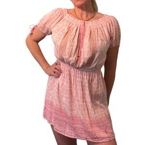 BELL Pink & White Batik Print dress with gold embellishment Size M